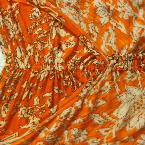 Free People top size S. Color orange/cream. Cotton/modal. Made in India. - Picture 6 of 10